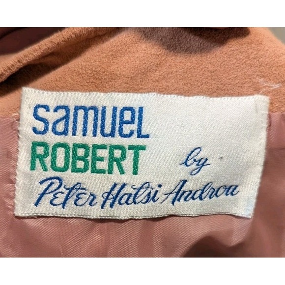 Vtg Samuel Robert by Peter Hatsi Androu Open Blazer 4 Cropped Peachy Suede Lined - Picture 3 of 10